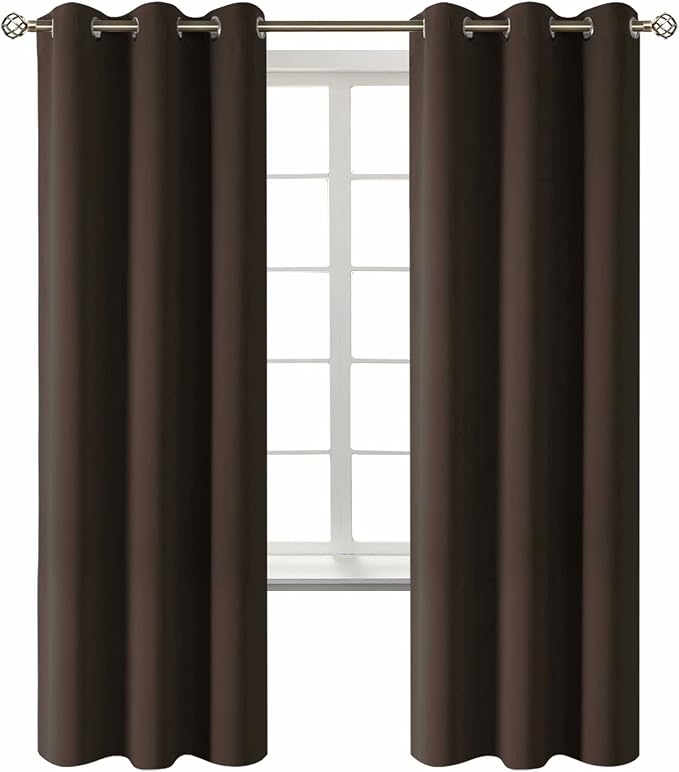 BGment Blackout Curtains for Living Room - Grommet Thermal Insulated Room Darkening Curtains for Bedroom, 2 Panels of 42 x 72 Inch, Brown | Grommet Top, Black Out, Room Darkening, Sunblock, Thermal Insulated, Window Drapes for Kids Boys Room, 42x72 Inch