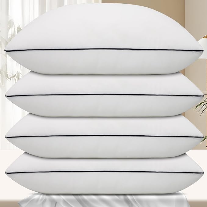 Vorouhals Hotel Collection Bed Pillows for Sleeping 4 Pack King Size Cooling Pillows Set of 4 for Back, Stomach or Side Sleepers, Super Soft Down Alternative Microfiber Filled Pillows