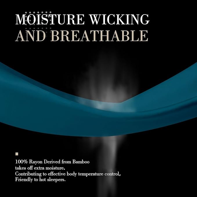 WishSmile Cooling Queen Pillow Cases Set of 2 Breathable Cool Silky Soft Rayon Derived from Bamboo Fabric, Moisture Wicking for Hot Sleepers,Hair and Skin Friendly,Teal,2 Pack,20x30IN