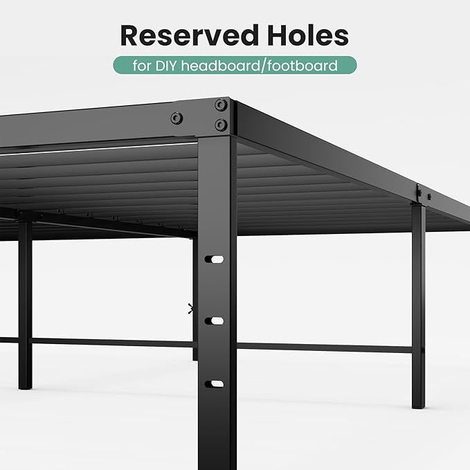 OLIXIS King Size Bed Frame, Heavy Duty 16 Inch Metal Platform Bed with Storage Space, Sturdy Support Slats & Noise-Free, No Box Spring Needed, Easy Assembly