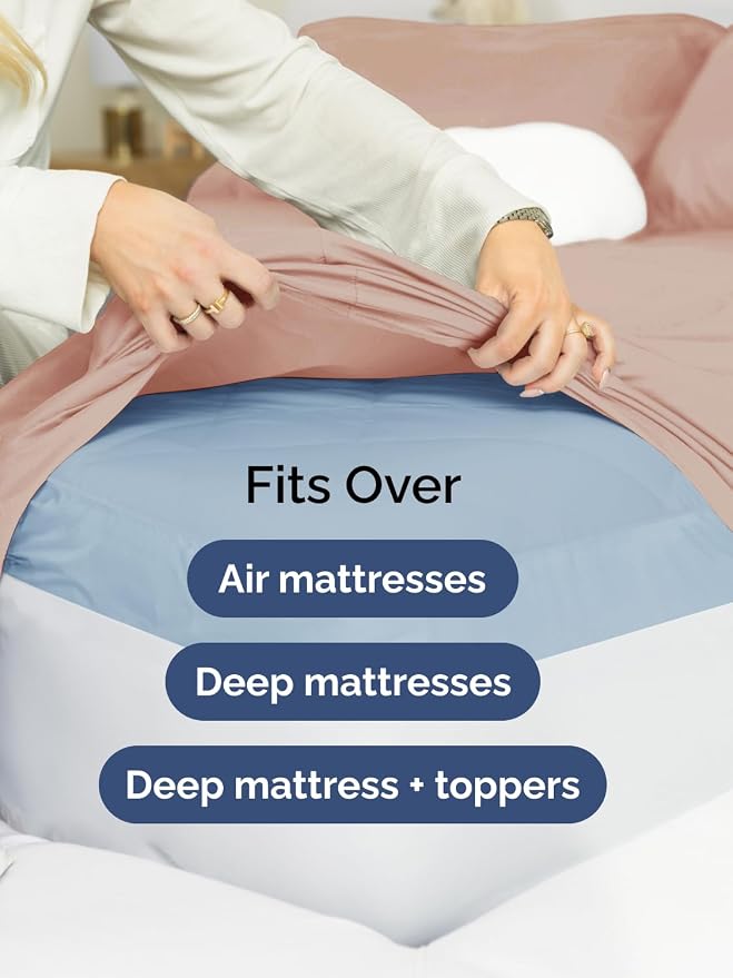 Extra Deep Queen Sheet Set - 6 Piece Breathable and Cooling Sheets - Mauve | Hotel Luxury Bed Sheets Set, Easy & Secure Fit, Ultra-Soft, Wrinkle & Fade Free, Comfy Sheets Set with Extra Deep Pockets