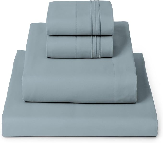 Mellanni Iconic 4-Piece, Ultra Soft Sheet Set (California King, Spa Blue) | 10M+ Sleepers. Lab-tested: Sleeps Cool, Stays Bright, Strong, Smooth. Good Housekeeping Best Bedding, 7 yrs running.