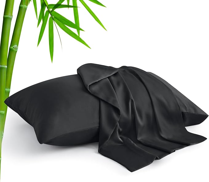 BEDELITE King Pillow Cases Set of 2, Rayon Derived from Bamboo, Black | Cooling and Breathable Pillow Cover for Hot Sleepers & Night Sweats, Silky Soft Cozy, Envelope Closure, 20x36 Inches