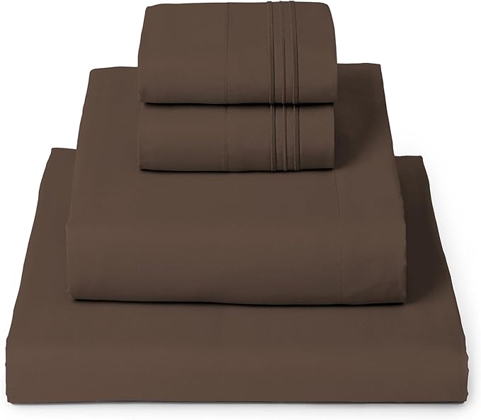 Mellanni Iconic 4-Piece, Ultra Soft Sheet Set (California King, Brown) | 10M+ Sleepers. Lab-tested: Sleeps Cool, Stays Bright, Strong, Smooth. Good Housekeeping Best Bedding, 7 yrs running.