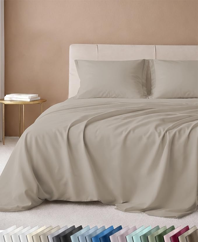 California Design Den 600 Thread Count Twin Size Sheets Set, 3 Pcs | 100% Cotton Sateen Backed by Good Housekeeping Seal, Soft & Smooth, All-Around Elastic, Durable, Easy Care - Soft Linen