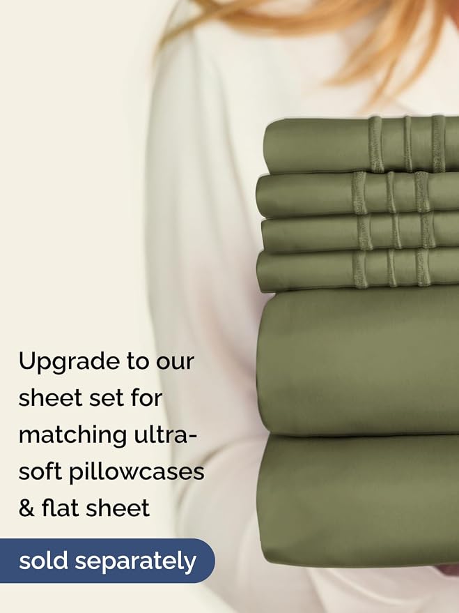 Extra Deep Split King Fitted Sheet - Single Fitted Sheet Only - Sage Green | Easily Fits 18 inch to 24 inch Mattress, Soft, Wrinkle Free, Breathable & Comfy, Extra Deep Pockets Hotel Luxury Fitted Sheet