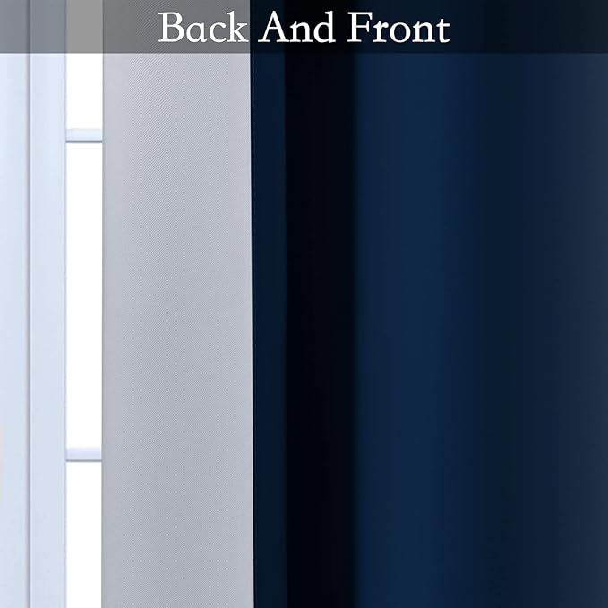 SimpleHome Ombre Blue to Grey White Curtains for Living Room 52Wx54L | Room Darkening Curtains for Bedroom,Gradient Light Blocking Curtain,Thermal Insulated Grommet Window Drapes,2 Panels,54 Inch