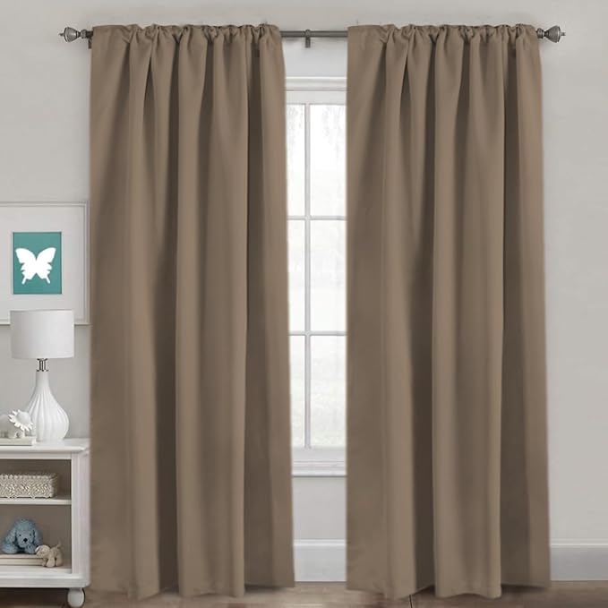 H.VERSAILTEX Blackout Curtains Thermal Insulated Window Treatment Panels Room Darkening Blackout Drapes for Living Room Back Tab/Rod Pocket Bedroom Draperies (2 Panels, Macchiato, 52 x 84 Inch)