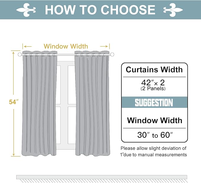 ChrisDowa 100% Blackout Curtains for Bedroom 54 Inches Long 2 Panels Set | 2 Thick Layers, Thermal Insulated, Light Blocking, Grommet, Window Treatment, Living Room Drapes, Brown, 42 x 54 Inch