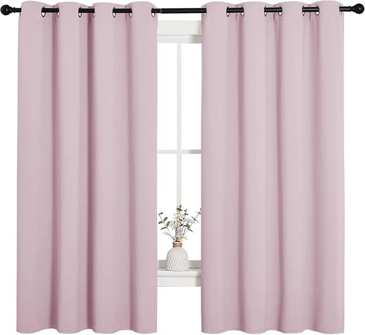 NICETOWN Blackout Curtain Panels, 1 Pair, 55 x 68-inch, Lavender Pink | Nursery Essential Thermal Insulated Solid Grommet Top Blackout Drapes for Girls Room