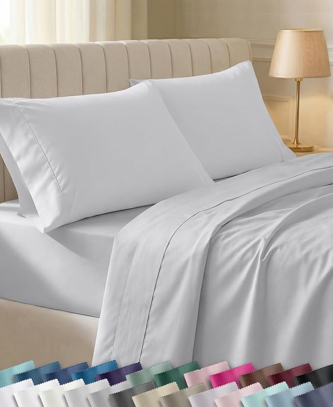 California Design Den Soft 100% Cotton 400 Thread Count Sheets Full Set | 400 Thread Count Backed by Good Housekeeping Seal, 16" Deep Pocket, All-Around Elastic, Durable, Easy Care - Silver
