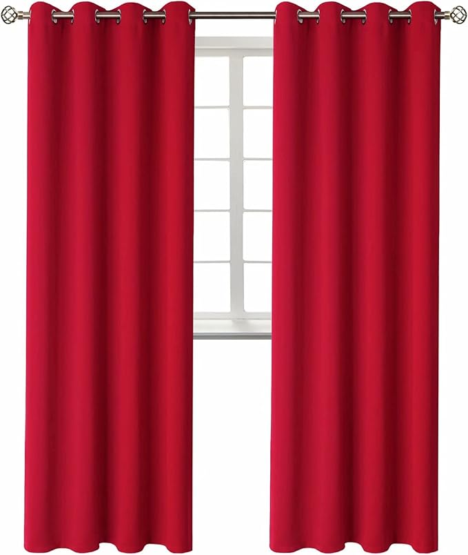BGment Red Blackout Curtains for Living Room 95 Inch Long - 2 Panels | Grommet Top, Black Out, Extra Long, Room Darkening, Sunblock, Thermal Insulated, Window Drapes for Bedroom, 52x95 Inch
