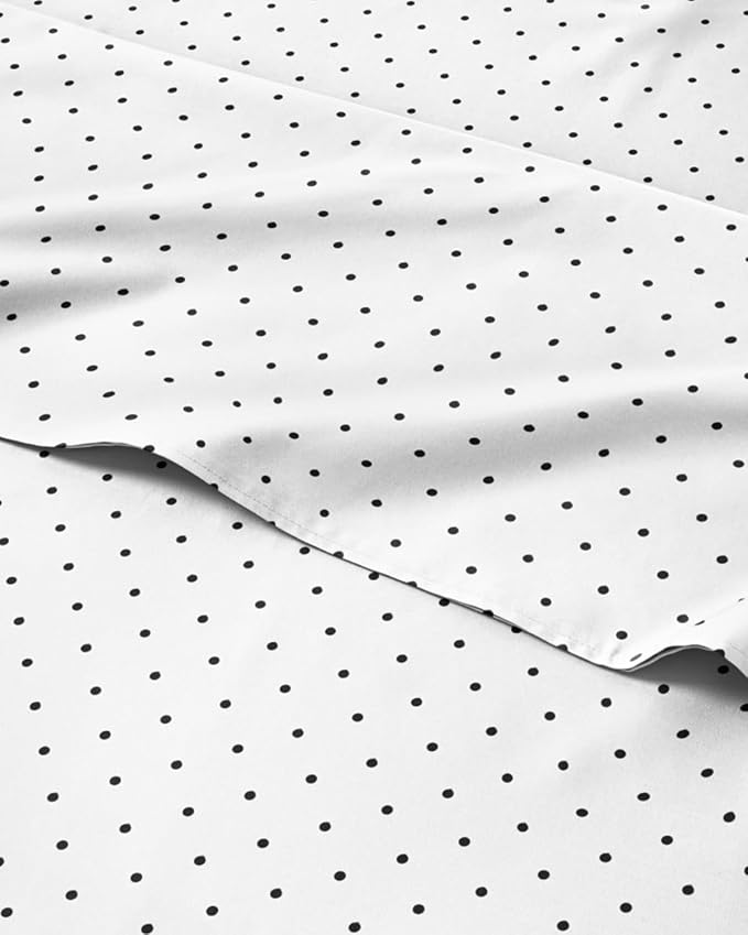 Twin 3 Piece Luxury Striped Sheet Set - Soft, Breathable & Cooling - Dots | 1 Flat, 1 Fitted & 1 Pillowcase w/ Deep Pockets, Luxury Striped Bedding, Soft, Breathable & Cooling, Wrinkle & Fade Free