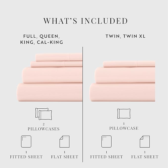 Linen Market Bed Sheets for Twin Size Bed (Blush) - Sleep Better Than Ever with These Soft and Cooling Twin Sheets - Deep Pocket Fits 16" Thick Beds - 3 Piece Twin Sheet Set
