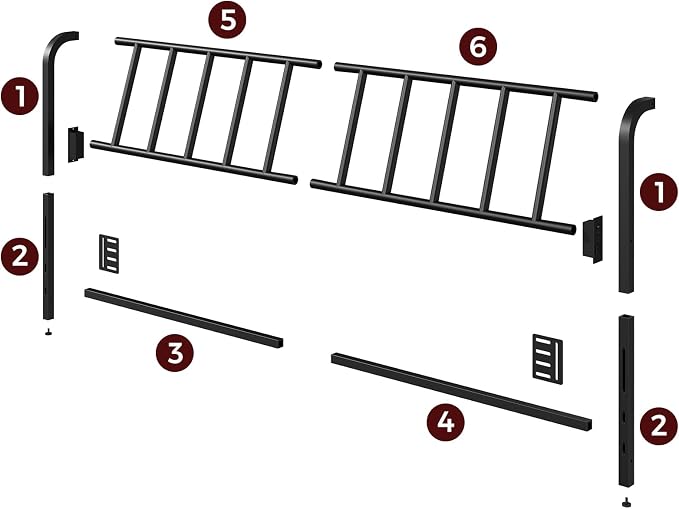 MAHANCRIS King Size Headboard Only, Metal Headboard with 2 Power Strips, 95 Degrees Reclining Backrest with Bed Frame Adapters, Easy Assembly, Black