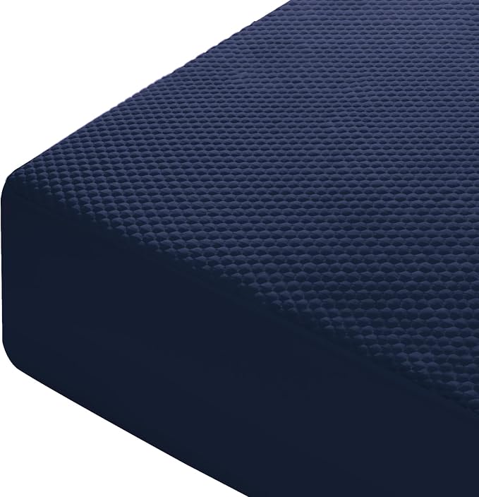 OhGeni 100% Waterproof Mattress Protector, King Size Mattress Pad, Fits 6"-20" Mattresses with Deep Pocket, Cooling, Breathable Fitted Sheets, Washable Bed Cover Over 99 pcs Hex Filled Bumps,Navy Blue