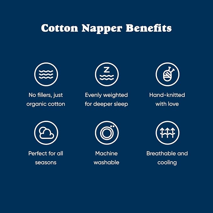 Cotton Hand-Knit Weighted Blankets for Adults - Chunky Knit Blanket - Sustainable, Breathable, Organic, Cooling Weighted Blanket - Machine Washable (Midnight Blue, 10 lbs, 40"x64")