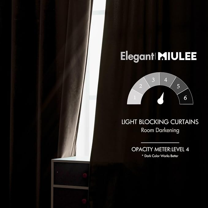 MIULEE Velvet Curtains 52x96 inches Chocolate Brown Blackout Curtains | Luxury, Bedroom Living Room, Thermal Insulated, Super Soft Window Drapes, Rod Pocket & Back Tab, 2 Panels