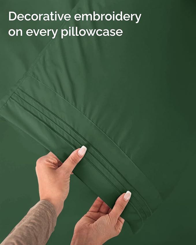 Twin Size 3 Piece Sheet Set - Breathable & Cooling Sheets - Emerald Green | Hotel Luxury Bed Sheets for Women & Men, Deep Pockets, Easy-Fit, Extra Soft and Wrinkle Free Sheets, Oeko-Tex Bed Sheet Set
