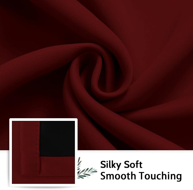 SimpleHome Burgundy Red 100% Blackout Curtains Room Darken Living Room 72 | Curtains for Bedroom,Thermal Insulated Grommet Window Drapes,Curtains for Living Room with Black Back,38 x 72 Inch,2 Panels