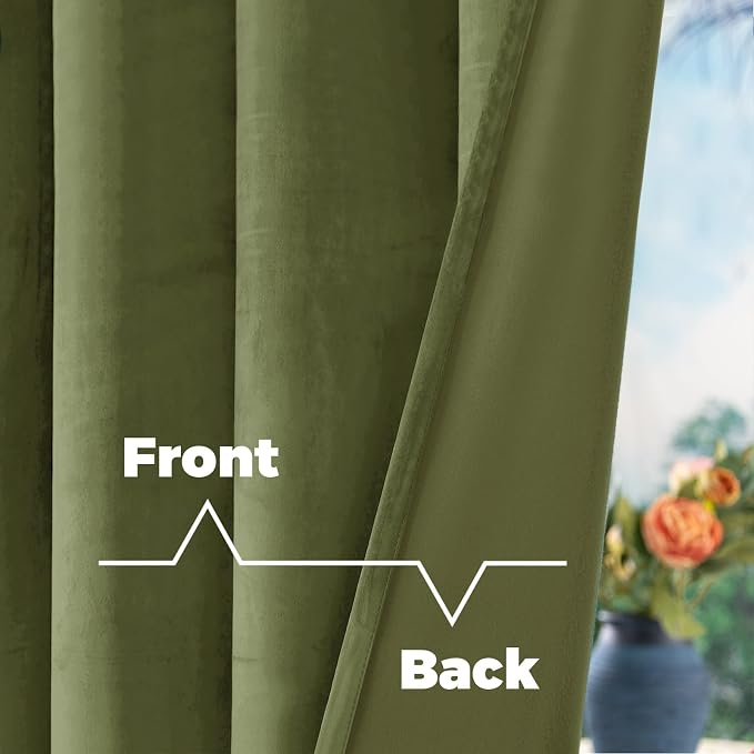 BGment Sage Green Velvet Curtains for Living Room, 2 Panels, 52 x 102 Inch | Super Soft, Thermal Insulated, Energy Saving, Luxury, Soundproof, Luxury Decorative Curtains for Bedroom, Back Tab Rod Pocket