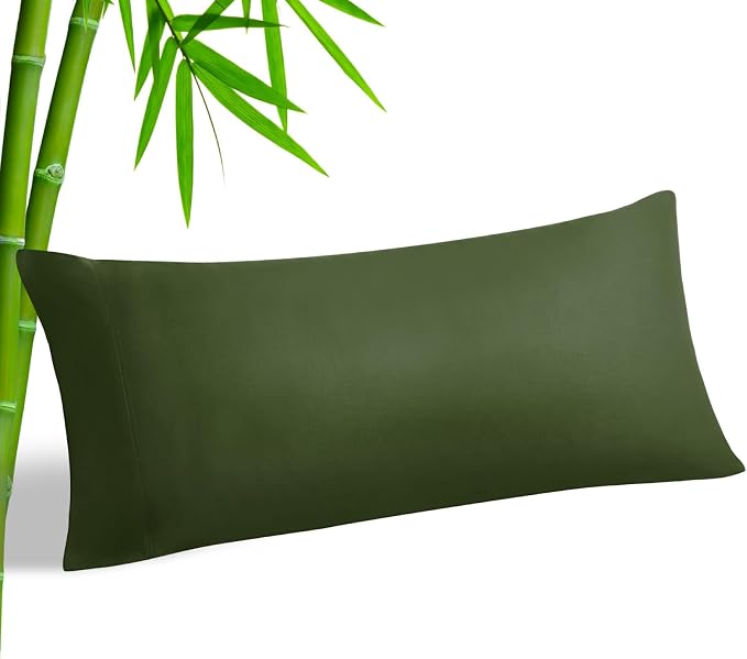BEDELITE Body Pillow Pillowcase, Rayon from Bamboo, Olive Green, 20"x54" | Cooling and Breathable Body Pillow Cover for Hot Sleepers & Night Sweats, Silky Soft Full Long Pillow Case, Envelope Closure