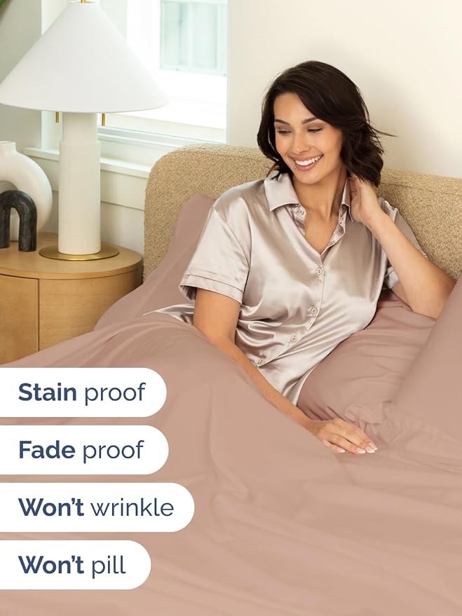 Extra Deep Full Sheet Set - 4 Piece Breathable & Cooling Bed Sheets - Mauve | Easily Fits 18 to 24 inch Mattress - Ultra Soft, Wrinkle & Fade Free with Extra Deep Pockets - Comfy Hotel Luxury Bedding