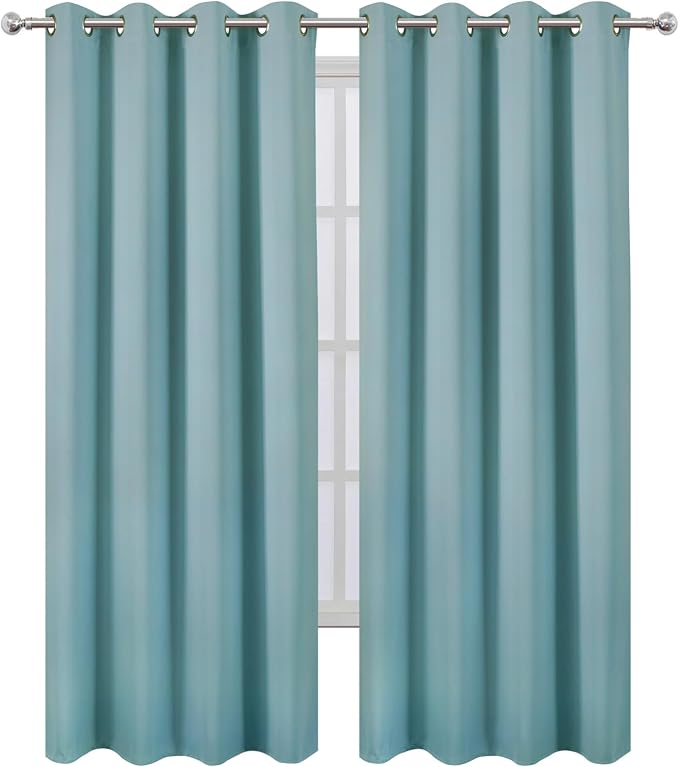 Blackout Curtains 52 x 108 inch/Stone Blue Curtains Set of 2 Panels/Thermal Insulated Room Darkening Bedroom Curtains