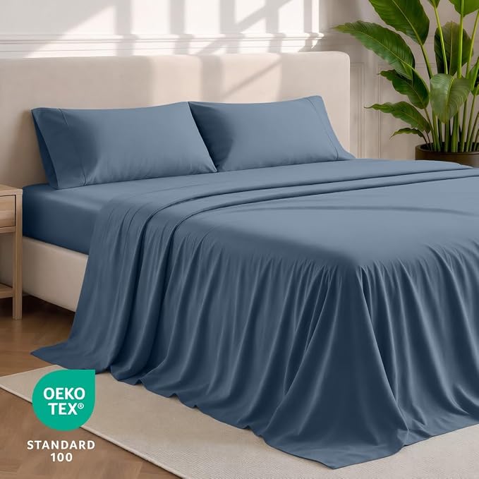 Bare Home Full Sheet Set - 1800 Ultra-Soft (Full, Bering Sea) | Deep Pockets 6 to 15 Inches, Breathable, Hypoallergenic, Hotel Luxury, Easy Fit, Soft, All-Season