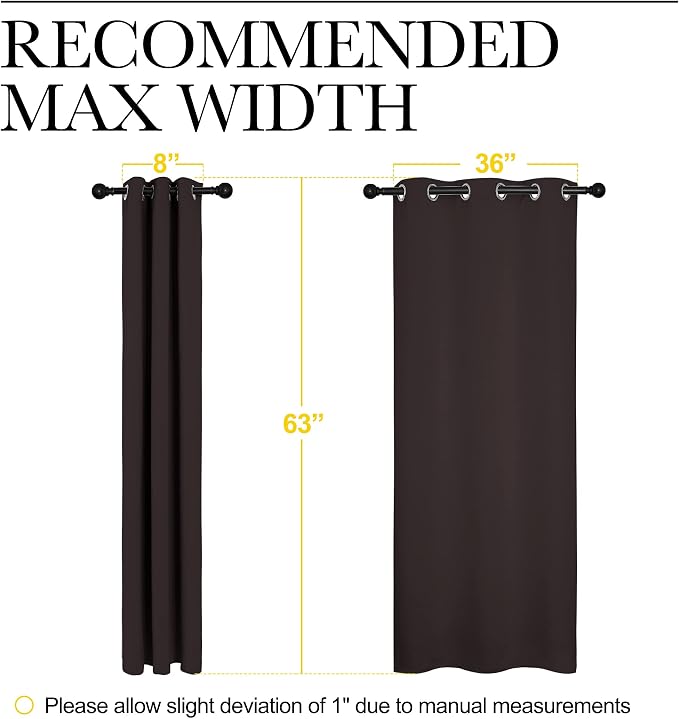 NICETOWN Triple Weave Blackout Curtains, 2 Panels, 42 x 63-in, Toffee Brown | Microfiber Energy Saving Thermal Insulated Solid Grommet Blackout Curtains for Bedroom