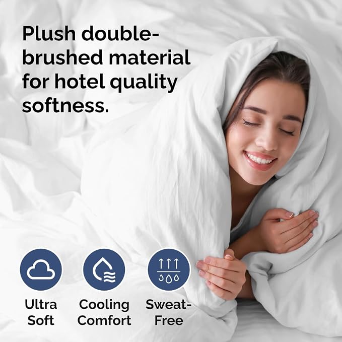 Duvet Cover Oversized Queen Size - 3 Piece with Zipper Closure - White | Soft, Breathable, Oversized Queen Duvet Cover 98" x 98" with 2 Pillow Shams, Zipper Closures & Ties, Women, Men, Kids & Teens