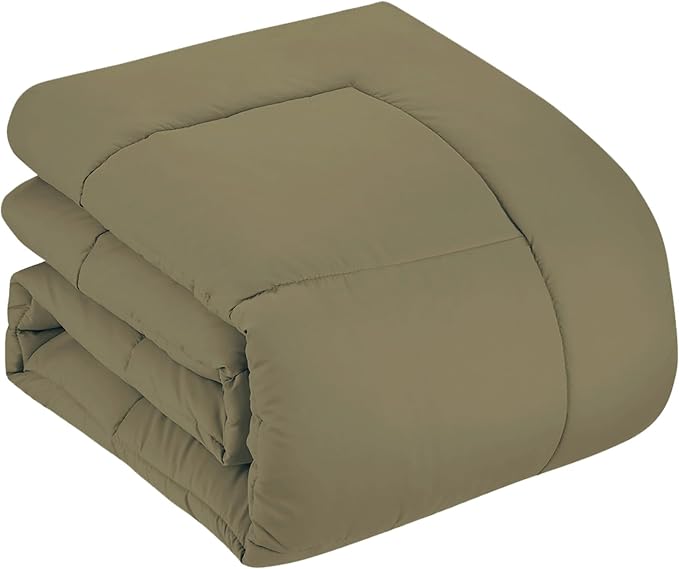 Sweet Home Collection 5 Piece Comforter Set Bag Solid Color All Season Soft Down Alternative Blanket & Luxurious Microfiber Bed Sheets, Sage, Twin