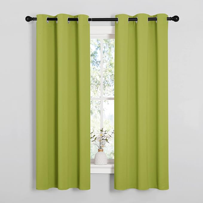 NICETOWN Blackout Curtain Panels, 1 Pair, 34 x 63-inch, Fresh Green | Thermal Insulated Solid Grommet Top Blackout Draperies/Drapes for Living Room Christmas Window