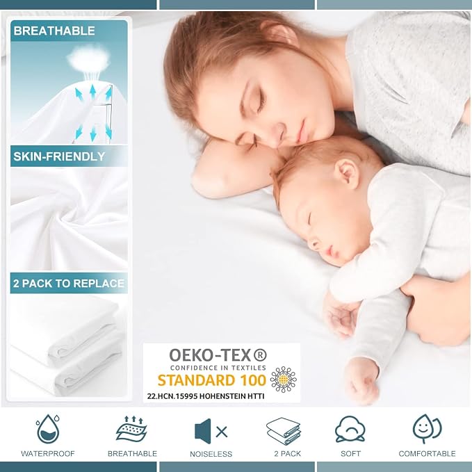 Twin Waterproof Mattress Protector Deep Pocket Mattress Cover, Soft Breathable Mattress Pad, Fitted Noiseless Waterproof Bed Cover Stretch to 19"