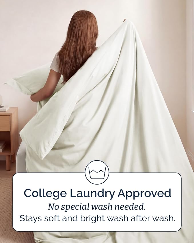 Duvet Cover Twin/Twin XL Size - 2 Piece with Zipper Closure - Ivory | Extra Soft, Breathable, Twin/Twin XL Duvet Cover 68" x 90" w/ 1 Pillow Sham, Zipper Closures & Ties, Women, Men, Kids & Teens