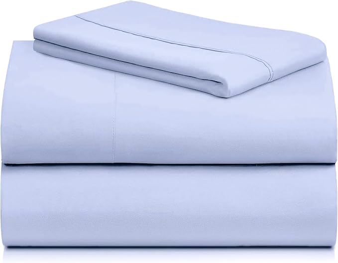 LuxClub Twin XL Sheets Set, Cooling & Soft Deep Pocket Bed Sheets, 3PC | LuxClub Silky Fitted Sheet & Pillowcase Sets, Breathable Hotel Luxury Bedding for Mattress Wrinkle Free, Sky Blue