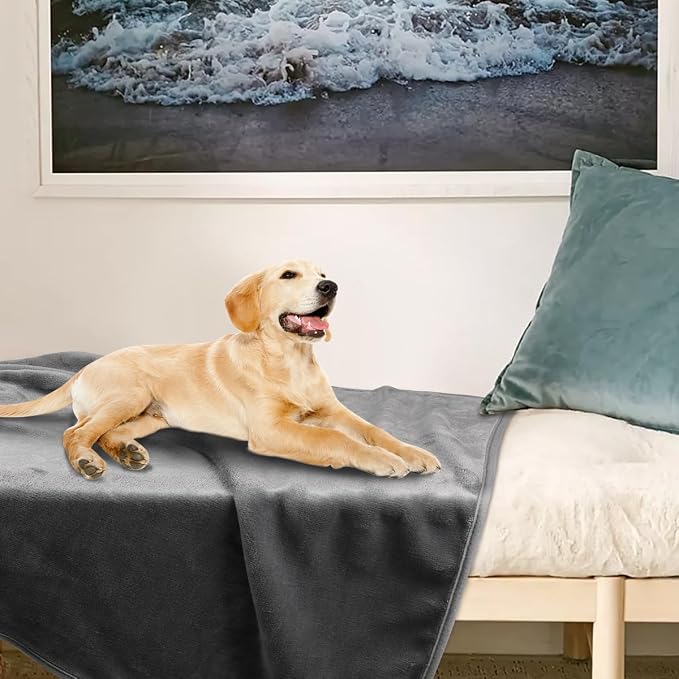 Onarway Dog Blanket Washable for Puppy: 4 Packs Dog Blankets 28”x20” | Fluffy Soft Small Throw for Cat Puppy Kitten Dogs - Fleece Pet Blankets for Bed Sofa Car and Indoor - Grey and Khaki