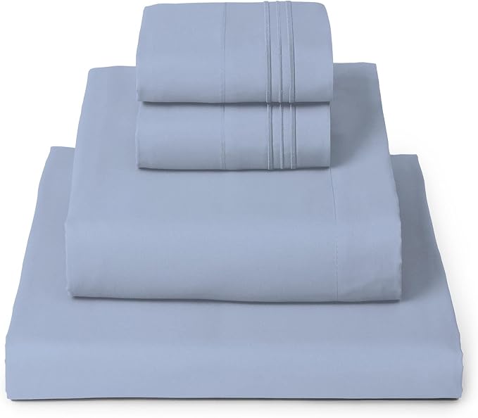 Mellanni Iconic 4-Piece, Ultra Soft Sheet Set (California King, Sky Blue) | 10M+ Sleepers. Lab-tested: Sleeps Cool, Stays Bright, Strong, Smooth. Good Housekeeping Best Bedding, 7 yrs running.