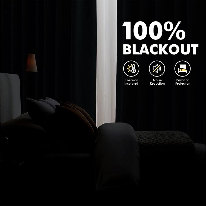 MIULEE 100% Blackout Linen Curtains for Bedroom 42 x 72 Inch Ivory 2 Panels | Thermal Insulated, Room Darkening Drapes for Living Room, Back Tab Rod Pocket Pinch Pleated, Solid Luxury Decor