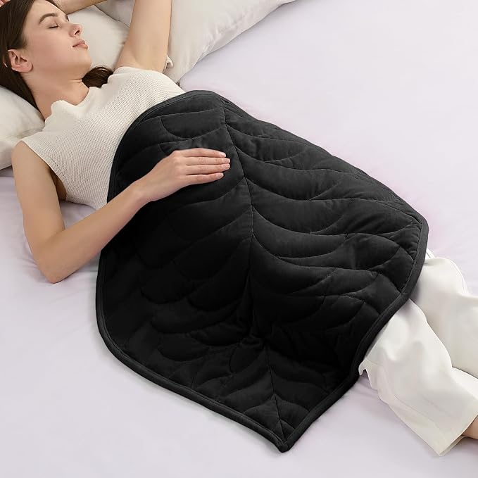 Kaisa Weighted Lap Blanket for Adults, 5 lbs, 23"x29", Leaf Pattern, Black | Washable Weighted Blankets, Small Portable Blanket for Relaxation, Cozy Luxury Crystal Velvet All-Season Heavy Blanket