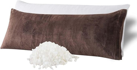 WhatsBedding Memory Foam Body Pillow with Cover, Long Bed Pillow for Adults | Removable Plush Fuzzy Envelope Closure, Firm Support for Side Sleepers, Reading & naps, Large Size Fits All, Relieves Pain