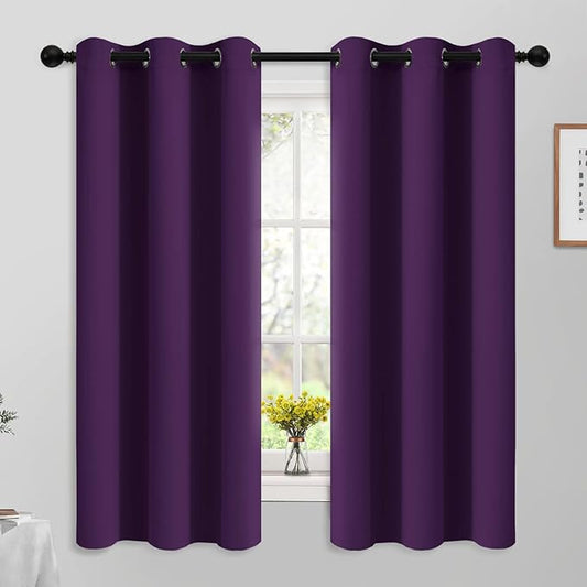 Yakamok Room Darkening Curtains 42x63 inch Length Purple-Living Room | 2 panels,grommet blackout window treatment,thermal insulated,light blocking drapes,privacy protection,bedroom dining room