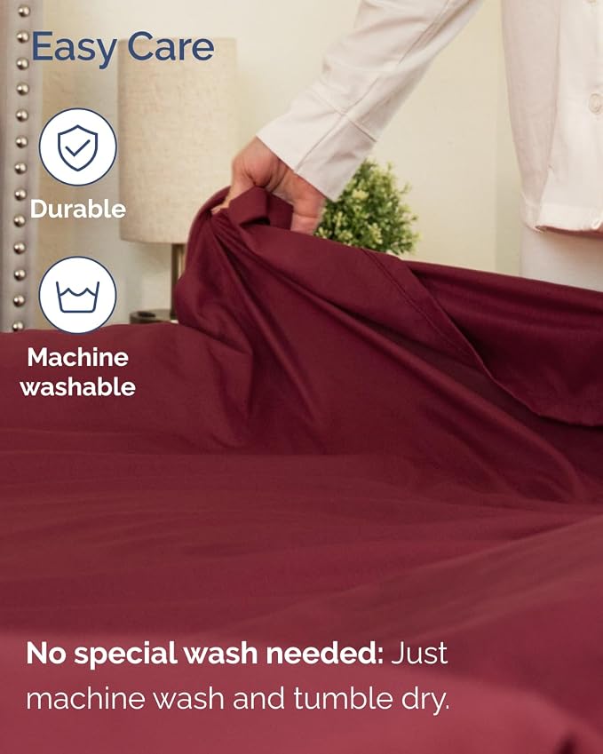 Extra Deep Flex Top Split Head King Sheet Set - 6 Piece Breathable and Cooling Sheets - Hotel Luxury Bedding for Women, Men, Kids & Teens - Easy Secure Fit - Extra Deep Pockets - Burgundy