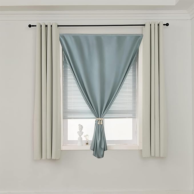 AJAZZ 100% Blackout Shades Window Cover Self Adhesive Curtains Sticky Curtain Portable Easy Open Black Out Curtains for Bedroom Living Room No Drilling (Silver Grey, 59" W x 84" L 1 Panel)