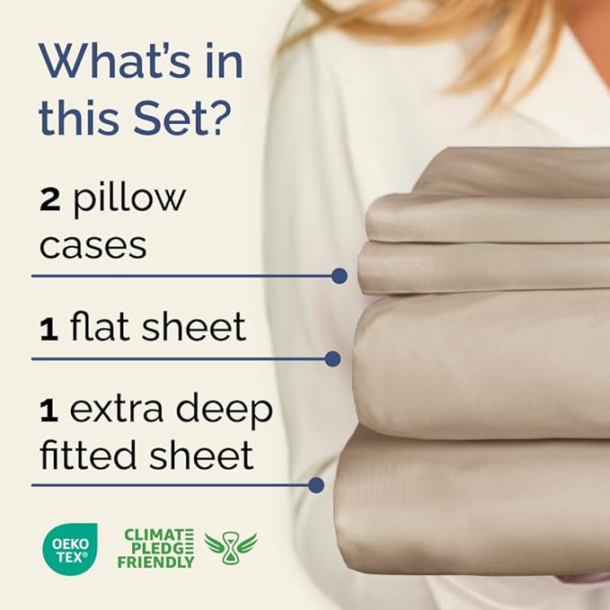 Extra Deep Full Sheet Set - 4 Piece Breathable & Cooling Bed Sheets - Wheat | Easily Fits 18 to 24 inch Mattress - Ultra Soft, Wrinkle & Fade Free with Extra Deep Pockets - Comfy Hotel Luxury Bedding