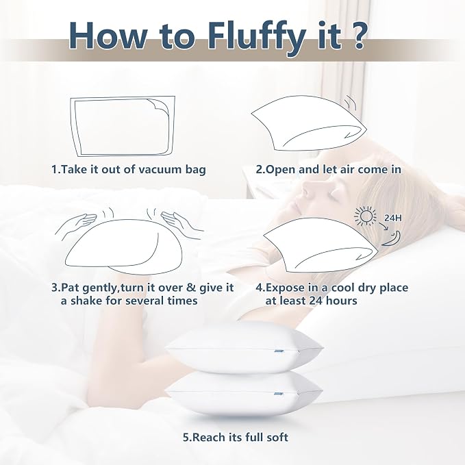 CozyLux Soft Supportive Bed Pillows for Side and Back Sleepers, Oeko-Tex Certified Down Alternative Filling, Hotel Quality Fluffy Sleeping Pillow, White, King - 19" x 34", 4 Pack
