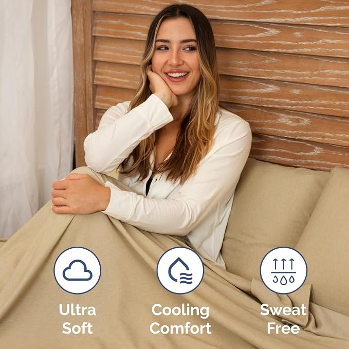 Short Queen Size 4 Piece Bed Sheet Set - RV Short Queen - Heathered Tan | Ultra-Soft, Breathable & Cooling Bed Sheets Set with Deep Pockets, Hotel Luxury Bedding for Women & Men, Wrinkle & Fade Free