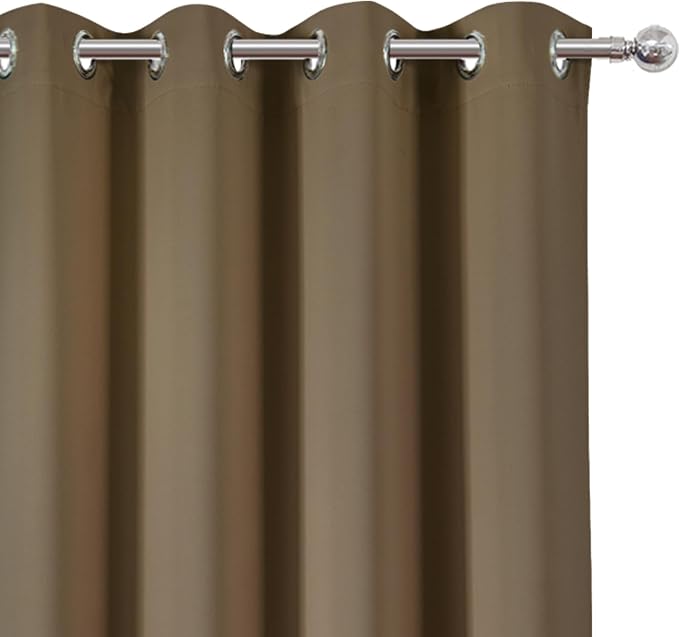Blackout Curtains 52 x 84 inches Long Brown Curtains Set of 2 Panels Thermal Insulated Room Darkening Curtains for Bedroom