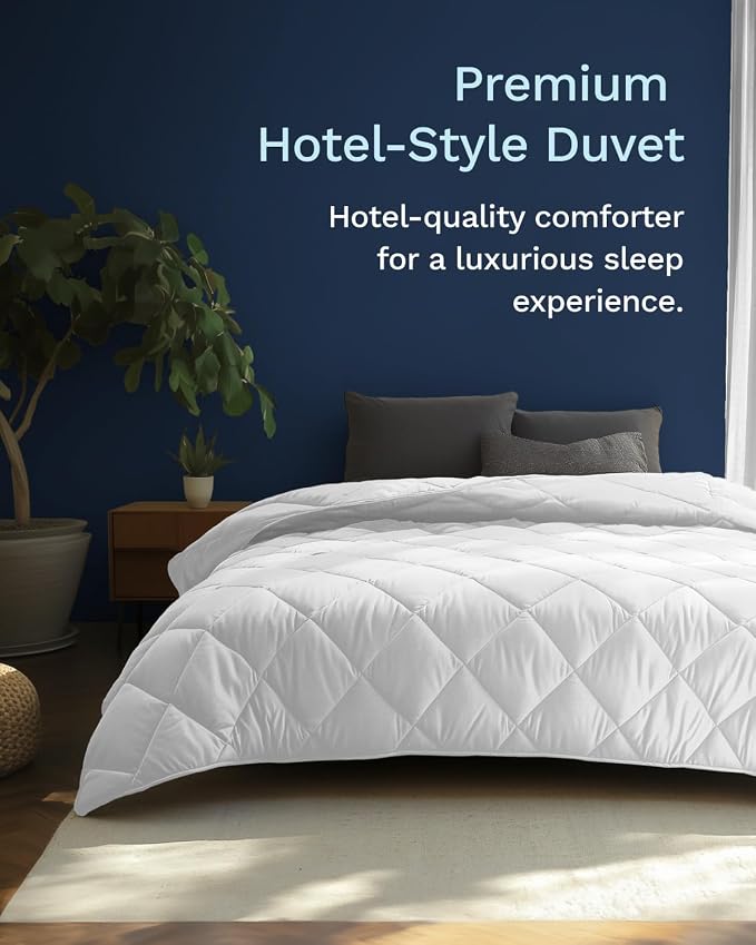 ViscoSoft Twin/Twin XL Reversible Comforter - Down Alternative Duvet Insert | All Season Cooling Lightweight Reversible Quilted Blanket - OEKO-TEX Certified - Ideal for Dorm & Guest Bed - White