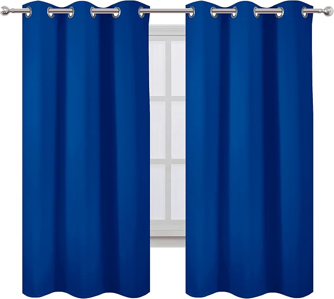 Royal Blue Thermal Blackout Curtains/42 x 72 Inch/Set of 2 Panels Room Darkening Curtains for Bedroom